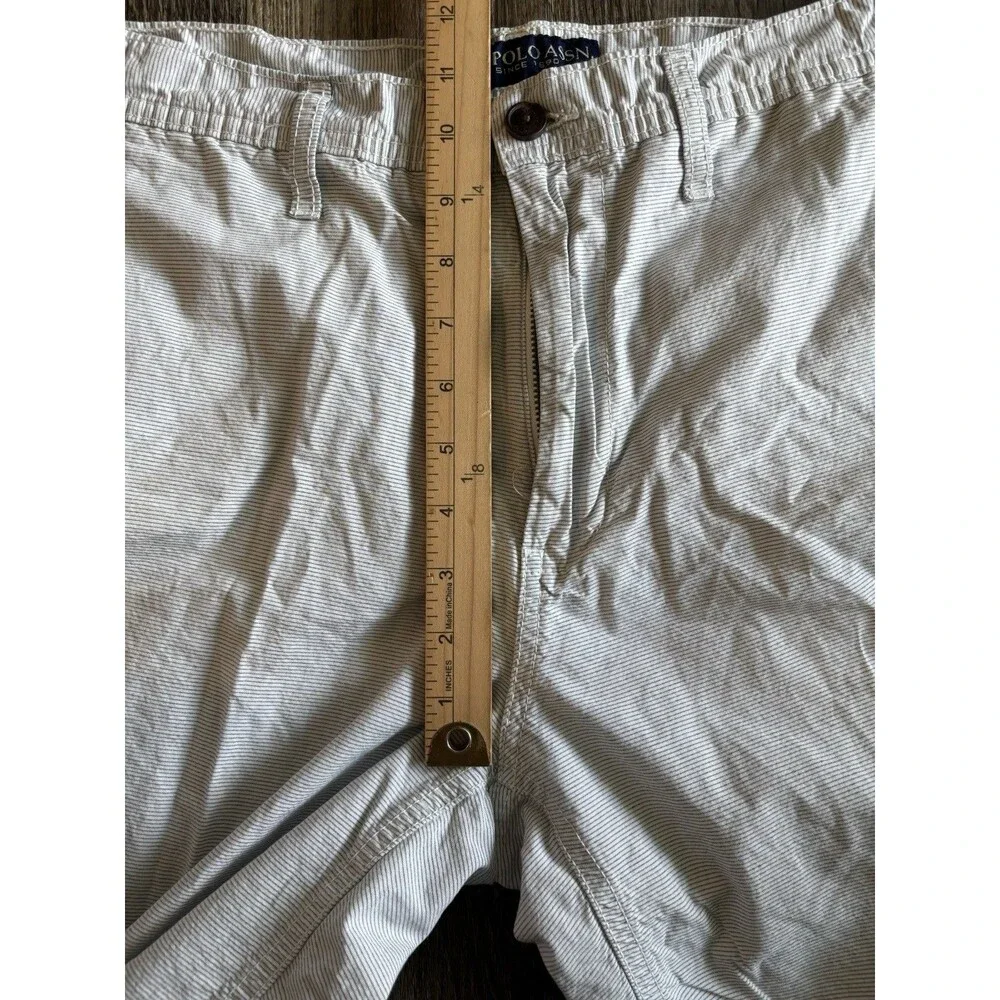 Polo Blue White Striped Embroidered Logo Cotton Shorts Men’s Size 36 Shorts